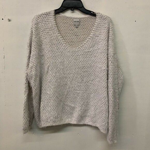 Nic+Zoe Womens Neutral Mix The Right Fluff V Neck Pullover Sweater - Picture 2 of 5